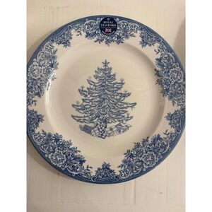 NEW Royal Stafford Christmas Tree Blue & White Dinner Plate Made in England